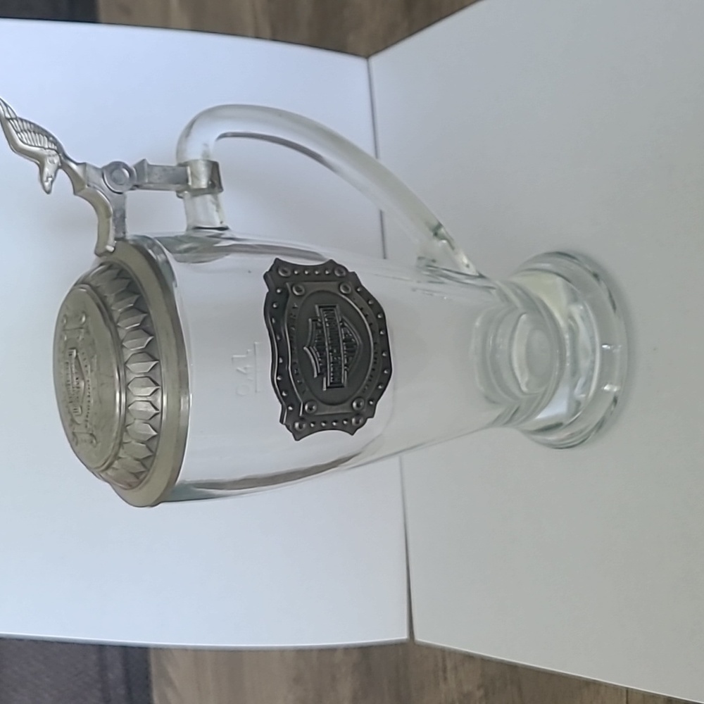 Harley glass beer stein